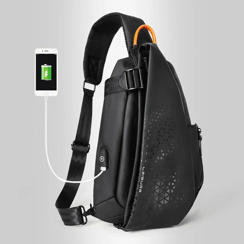 Functional Messenger Bag Men's 2023 New Fashion Large Capacity Shoulder Bag Motorcycle Backpack Tide Brand Chest Crossbody Bag