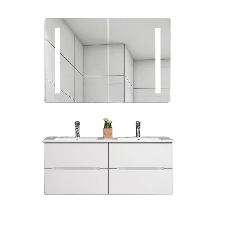 Grosir pabrik 1200mm 48 inci kabinet dinding rias kamar mandi dengan lemari cermin wastafel ganda