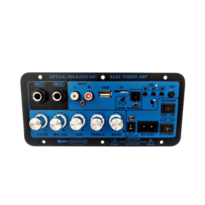 Car Bluetooth Digital Amplifier Board Dual Microphone Bluetooth 5.0 Stereo Amplifier Subwoofer Karaoke Amplifier EU Plug