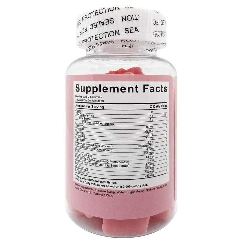 Vitamina Gummy Bears, Gomas de glutationa, 120 comprimidos, 2 garrafas