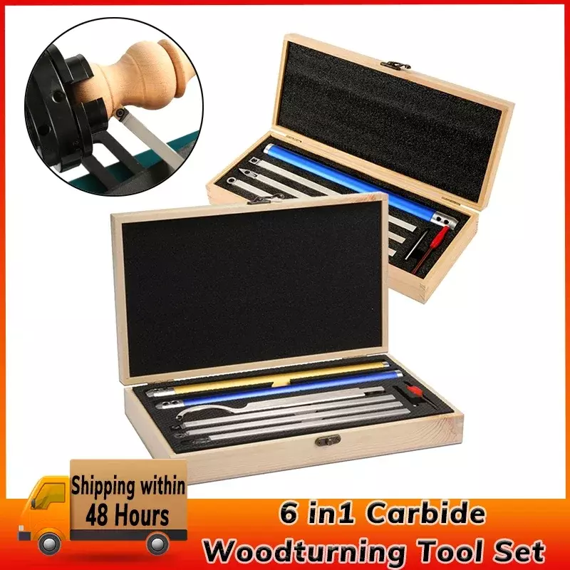 6 in1/4 in1 Wood Turning Tools Set Woodworking Chisel Carbide Changing Plates Cutter Stainless Steel Bar Aluminium Handle Wood