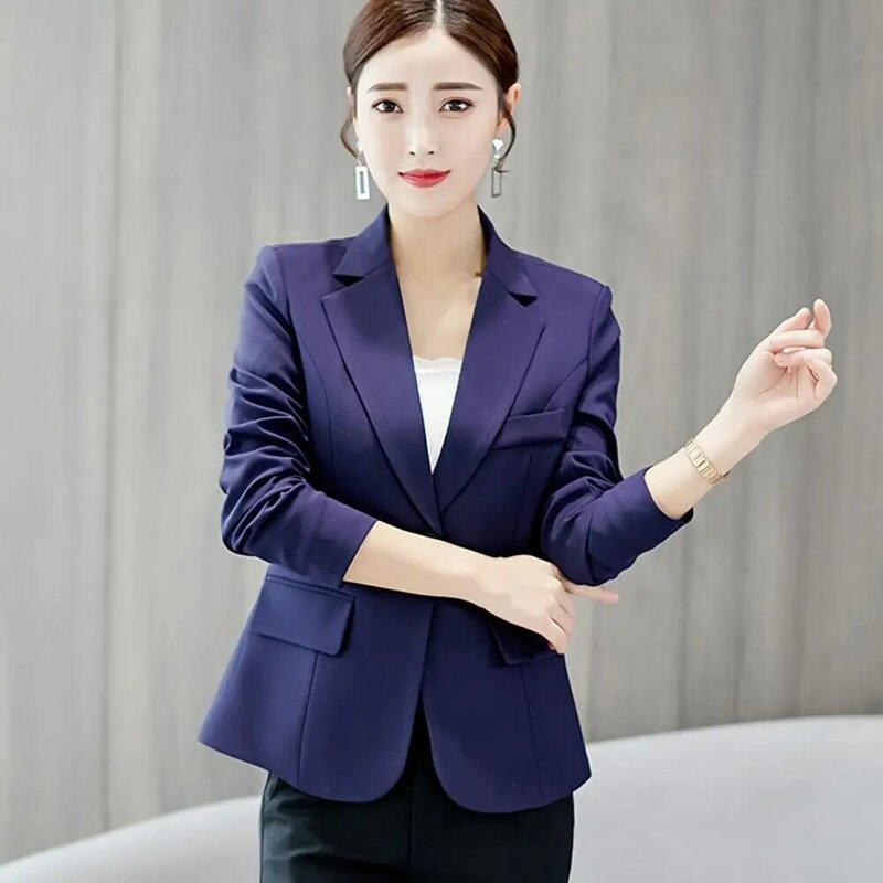 Blazer ajustado Formal para mujer, chaqueta con bolsillos de traje de trabajo de oficina, ropa de invierno