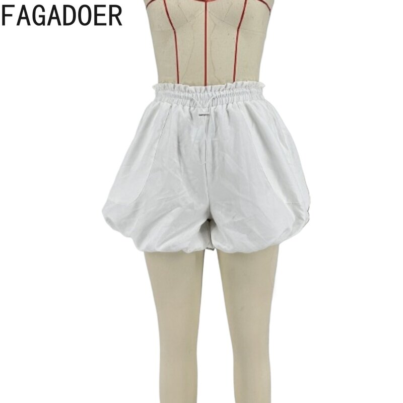Fagadoer Mode y2k einfarbig elastische Bubble Shorts Frauen hohe Taille Puff Mini Shorts Sommer neue Pop kurze Hosen Hosen 2024
