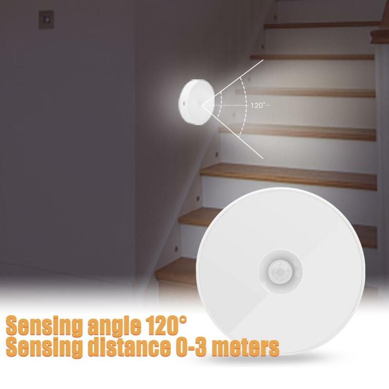 3PCS sensore di movimento LED Night Light USB ricaricabile corpo umano luce di induzione camera da letto bagno scale lampada di illuminazione decorativa