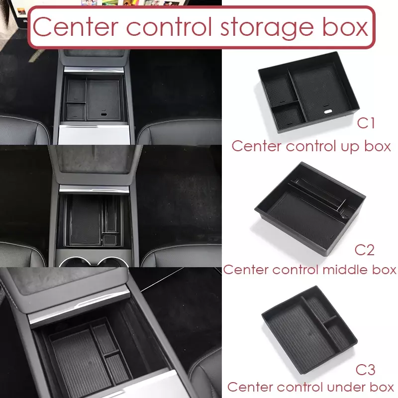 Center Console Armrest Storage Box, Estiva e arrumação Acessórios para Tesla Model 3 Highland, 2024