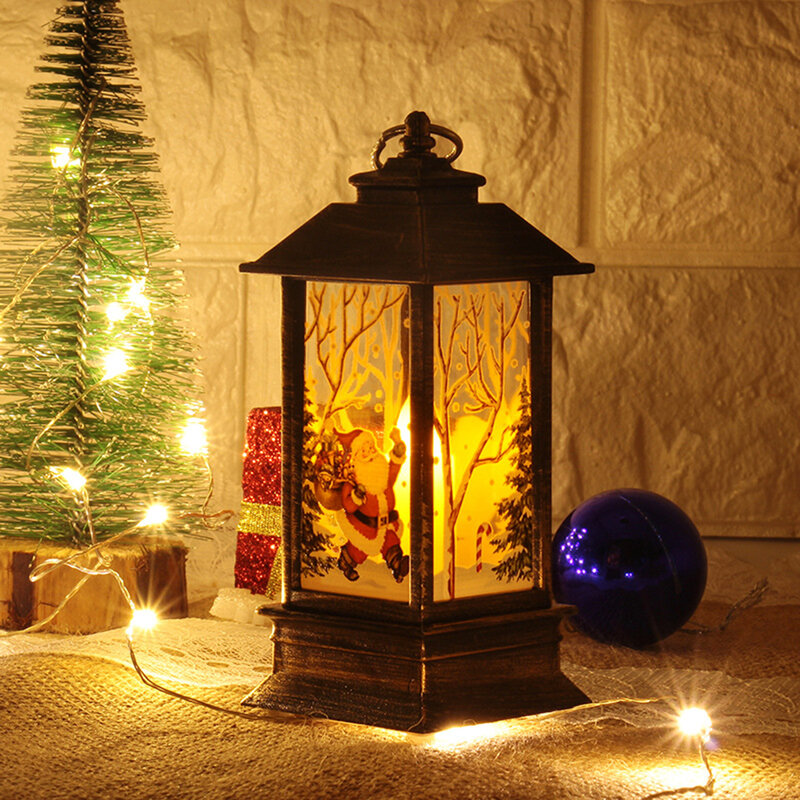 1pc PVC Acrylic Christmas Lantern Candle Snowman Santa Deer Light Decoration Christmas Decor Home Decor Desktop Decor