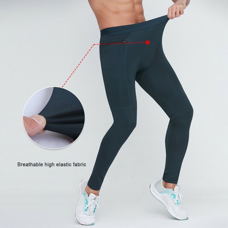 Męskie sportowe spodnie kompresyjne legginsy do biegania szybkoschnący trening Fitness rajstopy na siłownię spodnie treningowe sportowe spodnie kieszeń na suwak