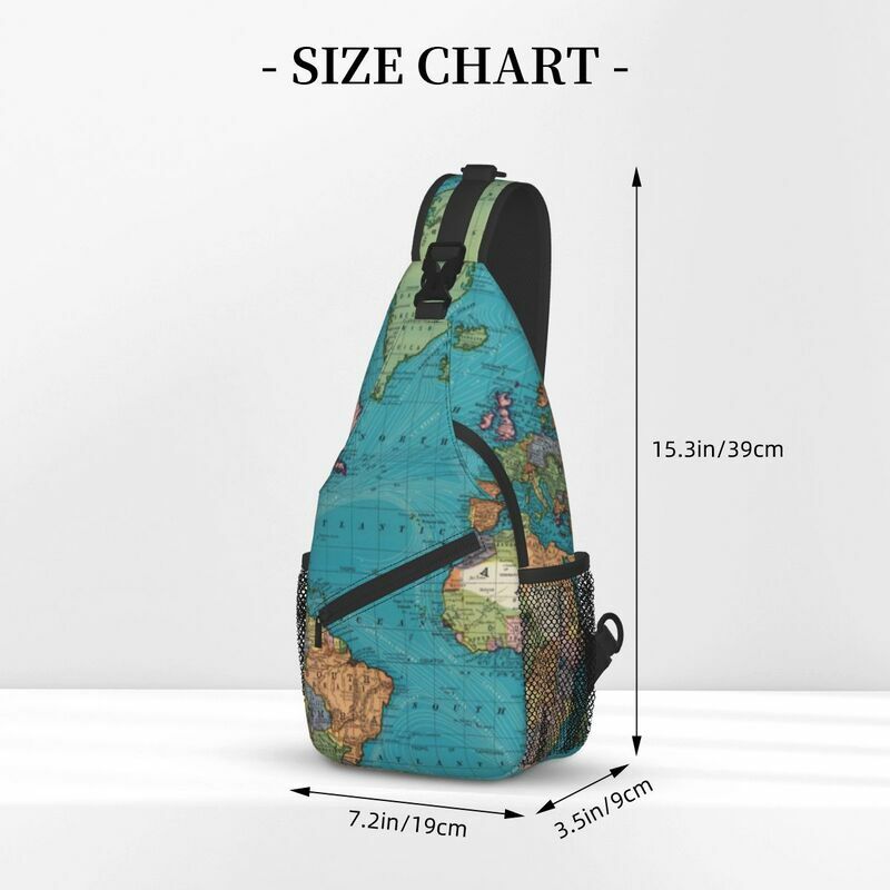 Vintage Map Of The World Sling Crossbody Chest Bag uomo zaino Casual a tracolla per l'escursionismo