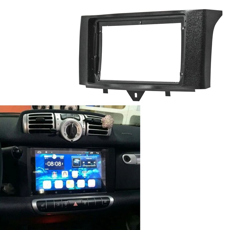 Car Radio Fascia para Benz, 2 Din, DVD Stereo Frame, Adaptador de Placa, Instalação de Traço de Montagem, Moldura para Smart Fortwo 2011-2015
