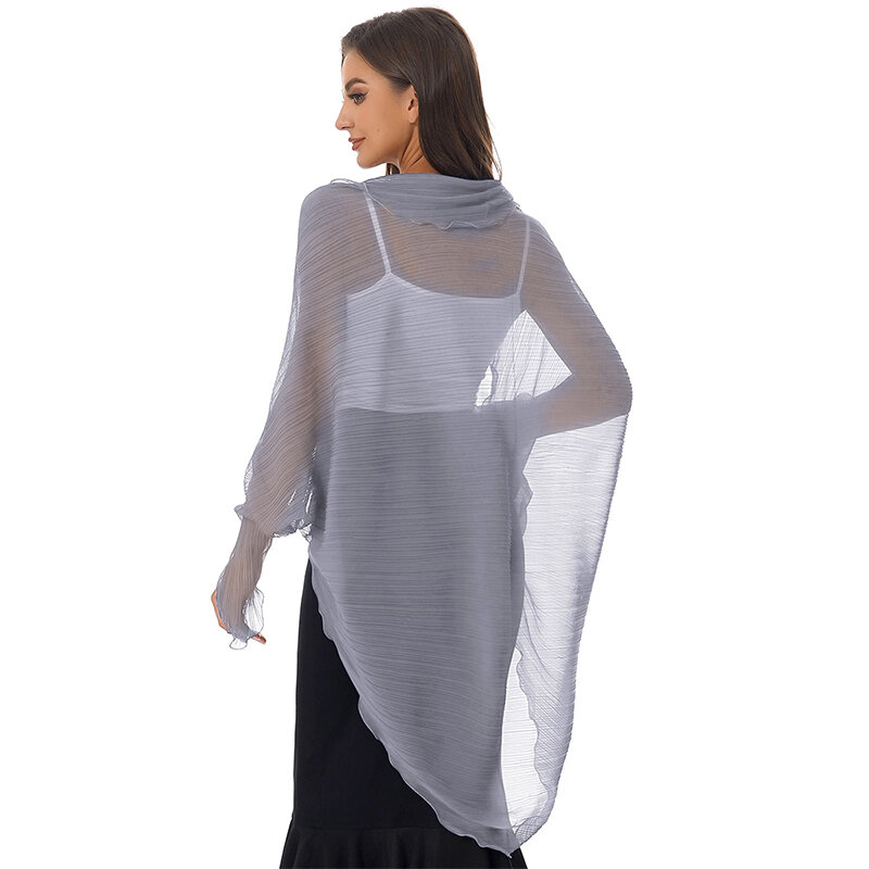 Chales de protección solar de Color liso para mujer, bufanda de seda, pañuelo de protección solar, decoración fina de verano, 2024