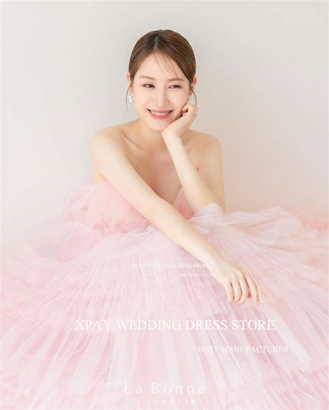 XPAY-Vestidos de Noche de princesa rosa sin mangas, vestido Formal de Corea, sesión de fotos, Espalda descubierta, vestido de fiesta de boda hecho a medida
