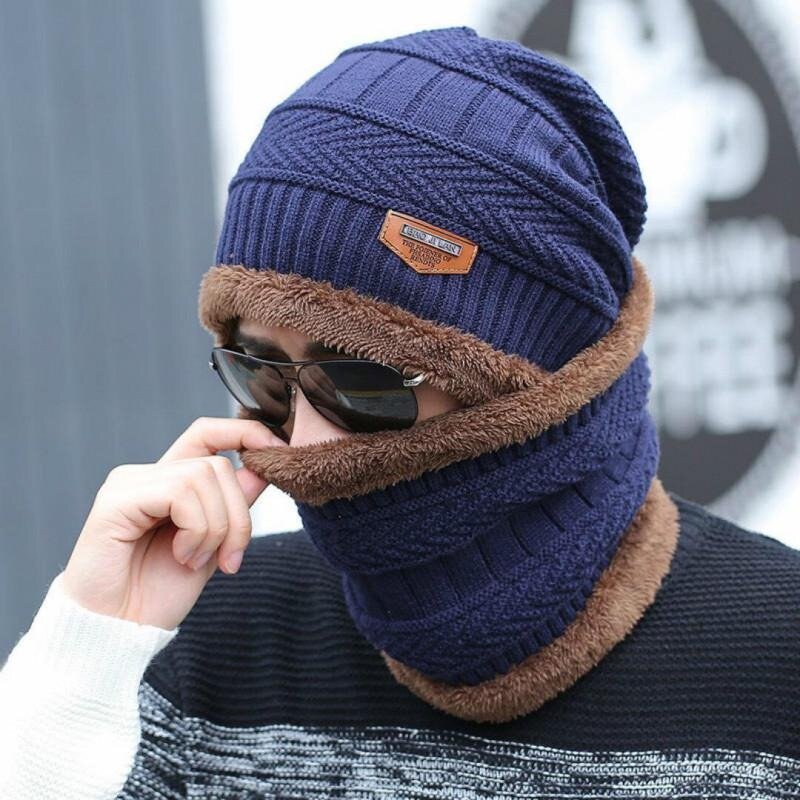 New Fashion Autumn Winter Women's Hat Caps Knitted Warm Scarf Windproof Multi Functional Hat Scarf Set Clothing Accessories Suit