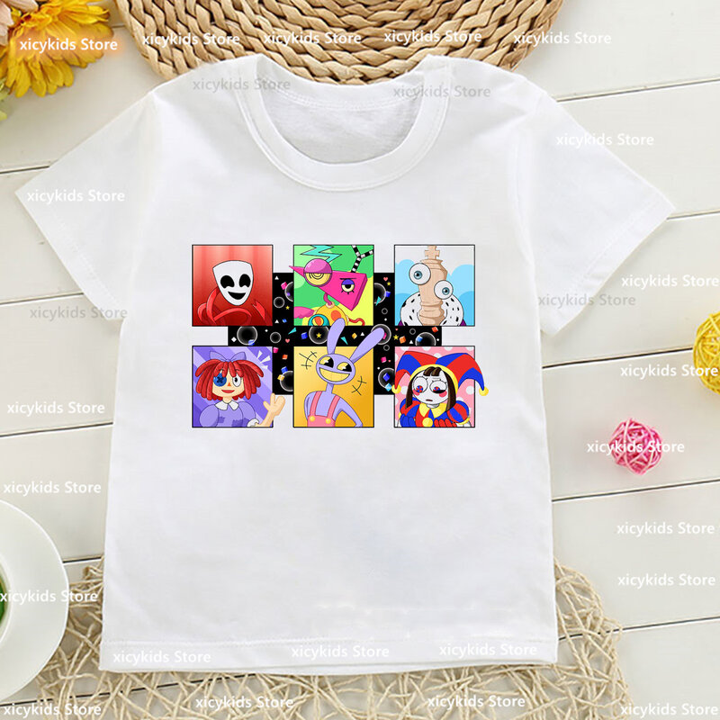 New Boy T-Shirts Videospiel die erstaunliche digitale Zirkus Cartoon Print Mädchen T-Shirt Mode lässig Jungen Mädchen Unisex Kleidung