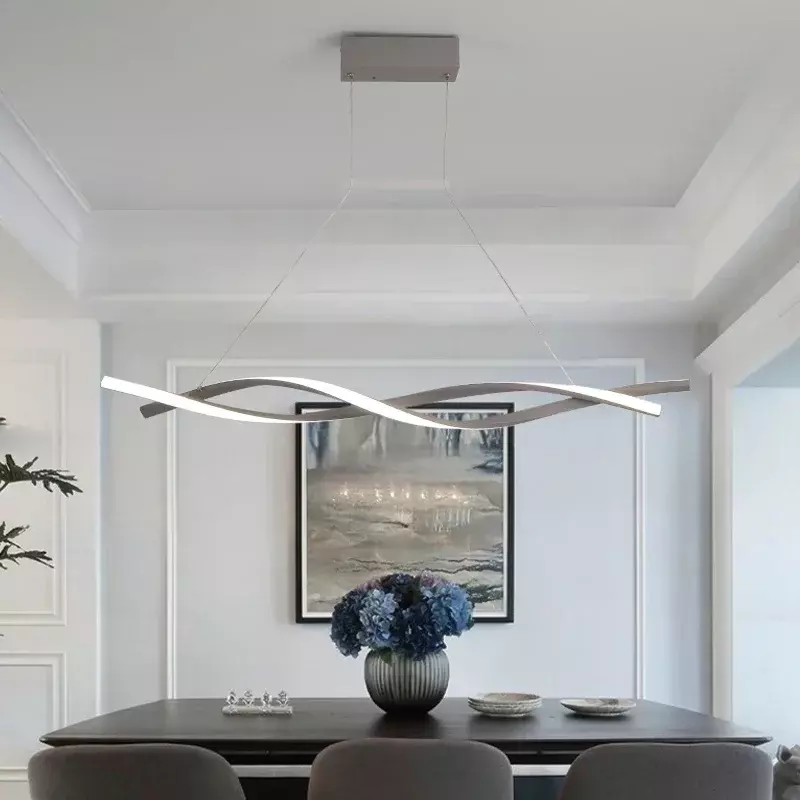 Lampu gantung Led putar Modern dapat redup, untuk meja dapur meja makan ruang makan lampu gantung kantor perlengkapan pencahayaan