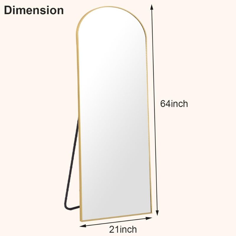Specchi da pavimento a specchio a figura intera ad arco 64 "x 21" con struttura in lega di alluminio camera da letto grande a parete o pendente autoportante