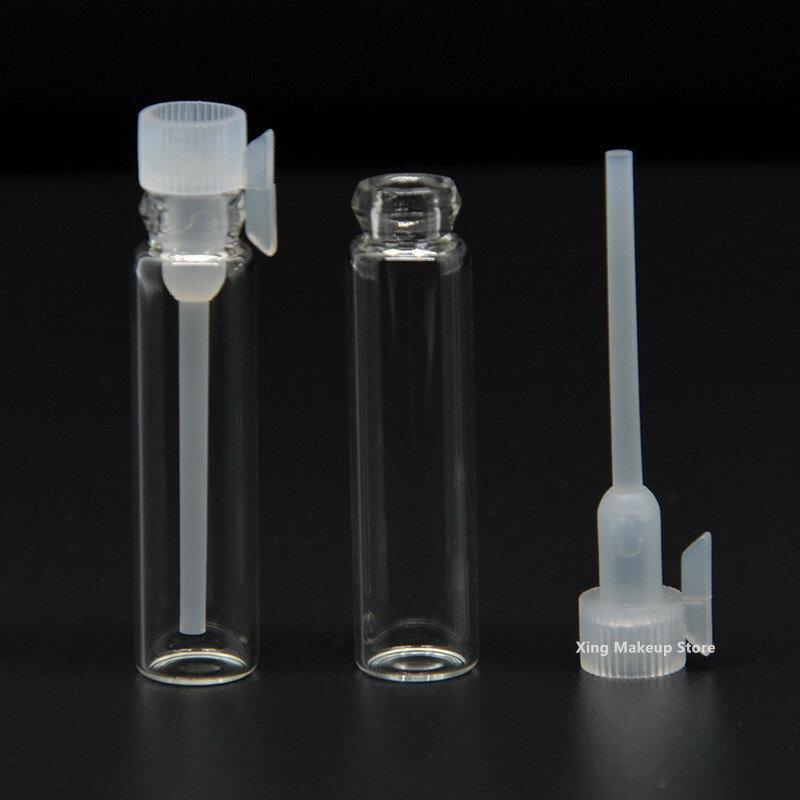Minibotella vacía de vidrio para Perfume, tubo de ensayo de fragancia líquida de viaje, viales de muestra 4 #, 1ML, 2ML, 100/200/500 piezas, venta al por mayor