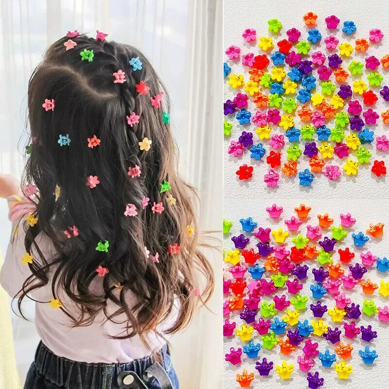 Заколки-Крабики для волос с цветами и звездами, 50 шт.
