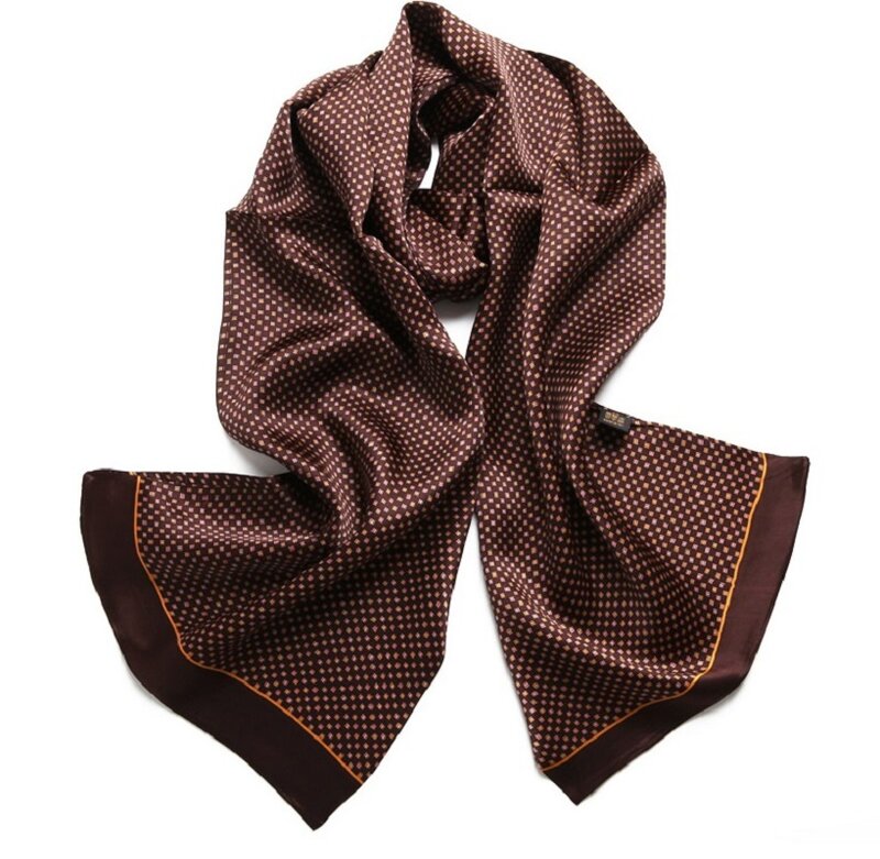 Мужской 100 Шелковый шарф двухслойный длинный шейный платок Свадебный деловой костюм синий коричневый