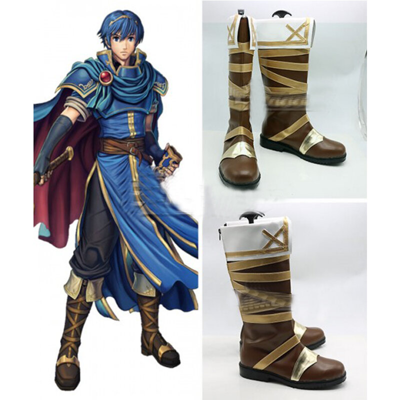 Fire Emblem Marth Brown Cosplay Shoes Boots Halloween Carnival Cosplay Costume Accessories