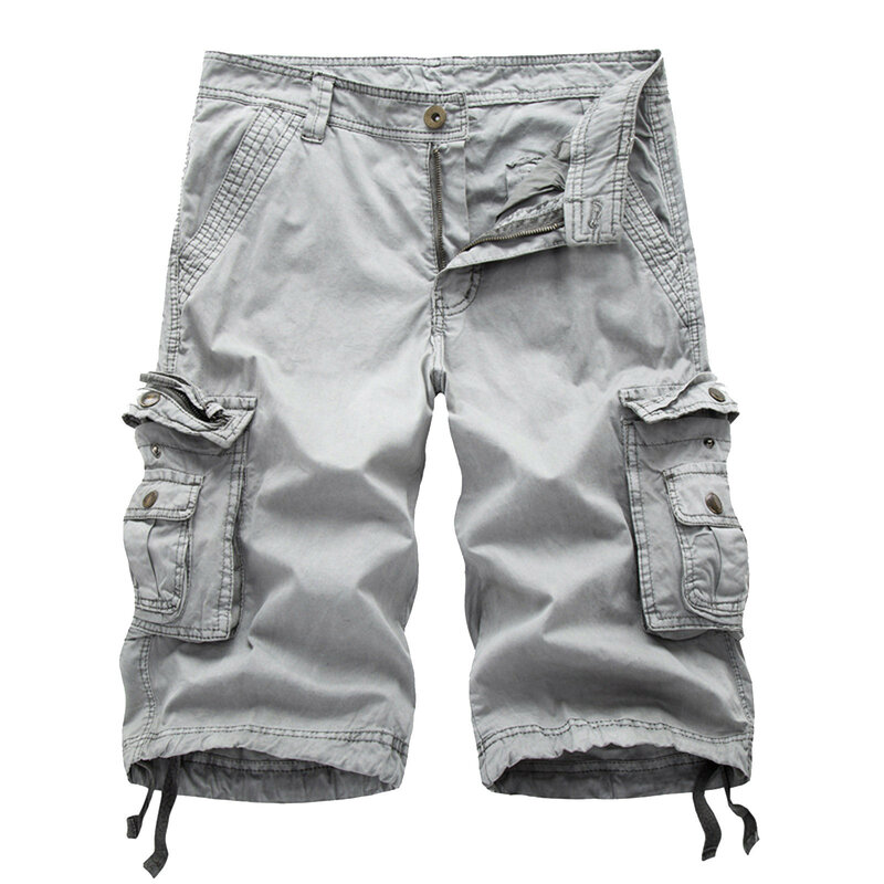 Shorts de carga tático de exército masculino, calça curta casual de bolso múltiplo, shorts militares soltos, moda sólida, verão, novo, 2024