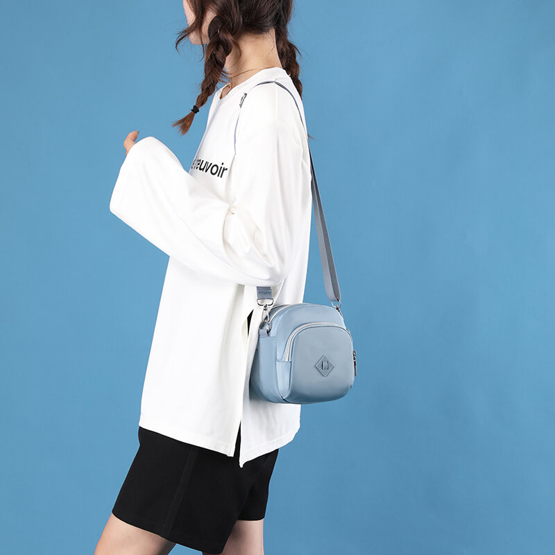 女性用ミニナイロンハンドバッグ,6色,シンプル,ファッショナブル,キュート,3層,軽量