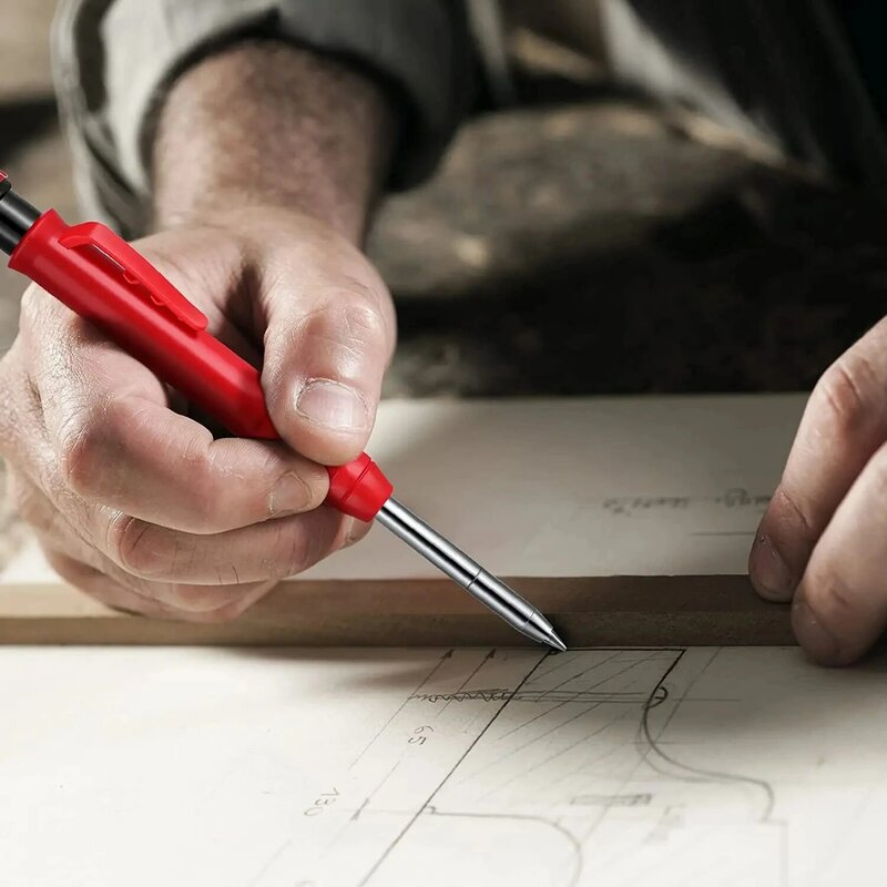 Lápis carpinteiro com Sharpener Set, lápis mecânicos, Carpintaria Construção Lápis, Refil Marcador, nariz longo, sólido