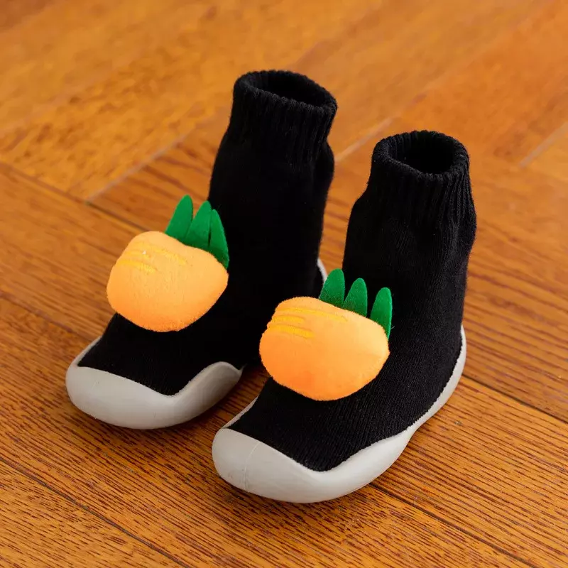 Махровая Утепленная обувь для малышей на осень и зиму, носки, детские теплые носки для малышей для мальчиков и девочек с трехмерным фруктовым узором