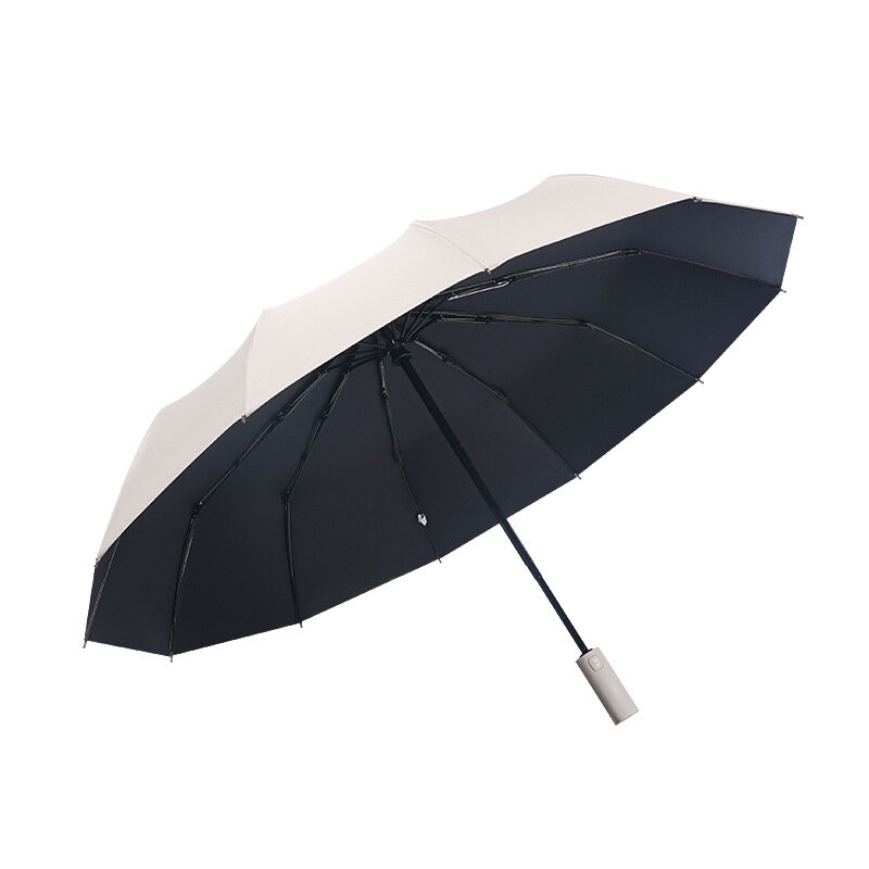 Guarda-chuva dobrável totalmente automático para homens, tamanho grande, proteção solar dupla, proteção UV, publicidade, 3 dobras