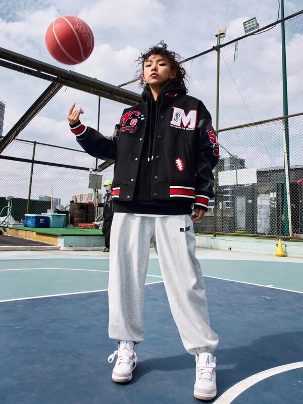 Veste brodée à capuche pour femme, uniforme de Baseball, ample, Style Harajuku rétro, lettre K, nouvelle collection