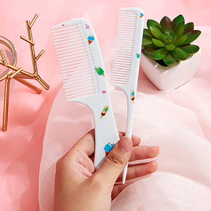 2Pcs/set Cute Cartoon Kids Makeup Hair Brush Comb Baby Anti-static Pointed Tail Hairbrush Health Care Tools for Women Girls Gift