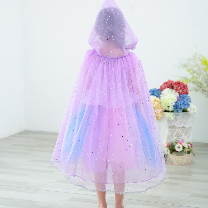Mädchen Mantel Cinderella Atmungs Tüll Mantel Elegante Cape Rosa Lila Prinsess Kleid Halloween Outfits Kostüm für Kind