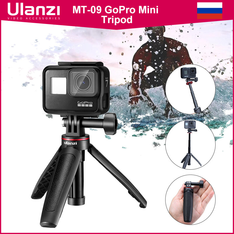 Ulanzi MT-09 Extend Gopro Vlog Trépied, Mini trépied portable pour Gopro fore12 11 10 9 8 7 6 Black Session Osmo Action insta360 Bery