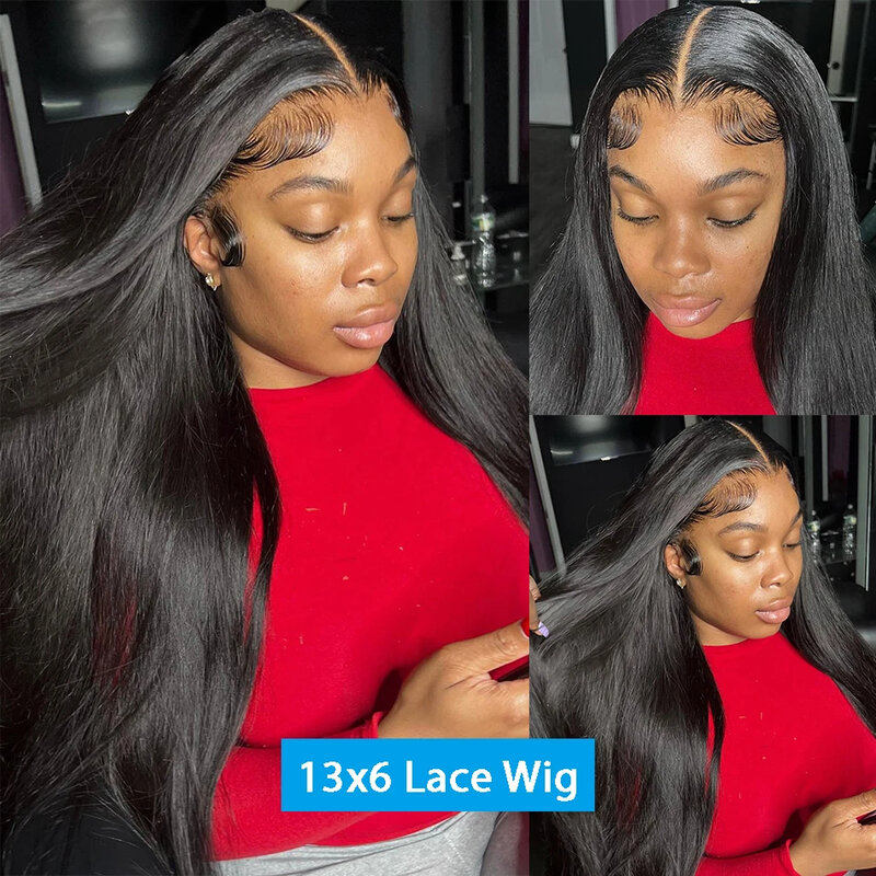 Bone Straight 13x6 Lace Frontal Human Hair Wigs Straight 30  Inch Transparent Brazilian Lace Front  Wig  For Black Women