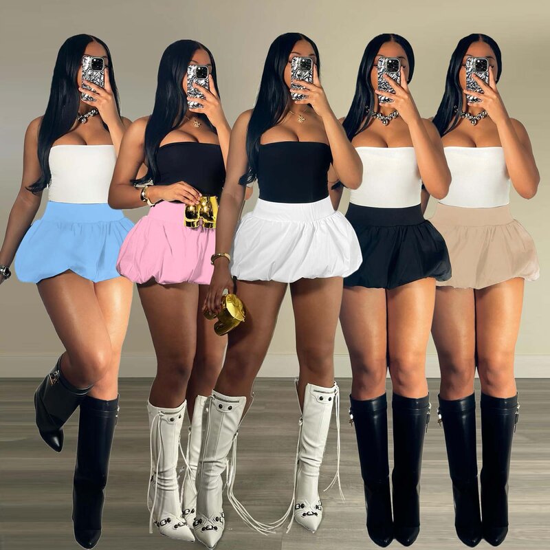Puff Mini spódniczka śliczna seksowna sukienka Y2K Streetwear 2024 kobiet moda letnie ubrania wysoki stan ołówek krótki bąbelkowy plisowana spódnica