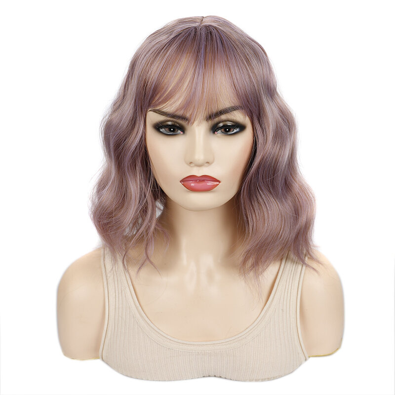 Короткие Волнистые волнистые искусственные волосы с пушистыми челками средняя Лолита натуральный боб синтетический парик для женщин парик Лолиты