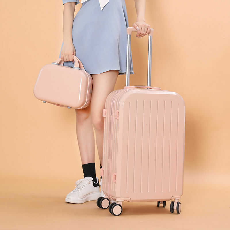 PLUENLI bagasi untuk wanita, koper troli bepergian warna permen untuk pelajar wanita