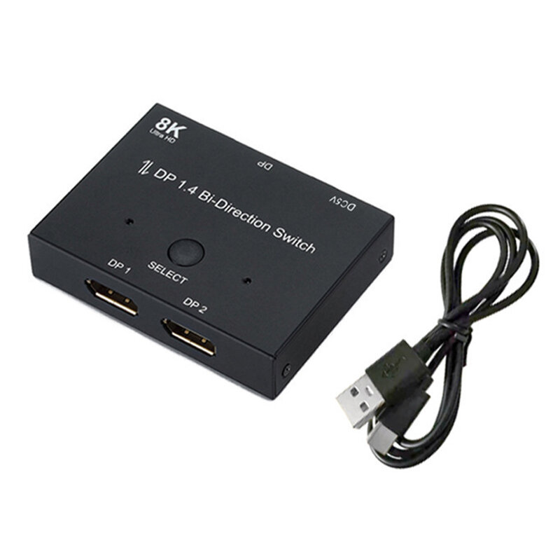 8k dp1.4 divisor 2 em 1 adaptador de áudio vídeo conversor bidirecional suporte 8k @ 30hz 4k @ 120hz 2k @ 144hz adaptador para computador