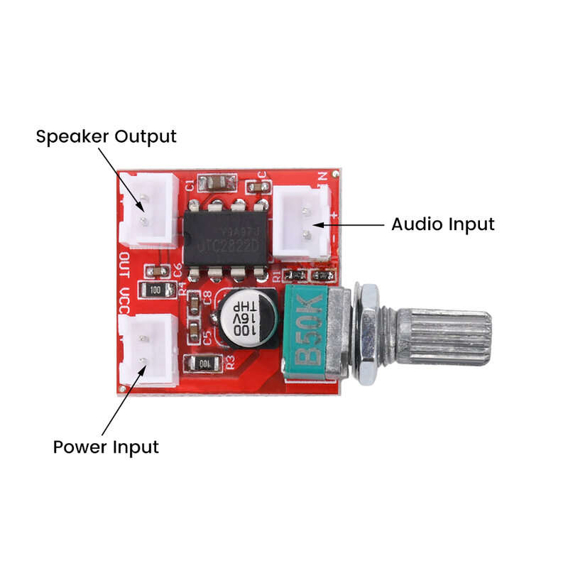 Placa amplificadora de potencia UTC2822 Mono BTL, fuente de alimentación 1,8-12V DC, placa amplificadora de potencia de Audio