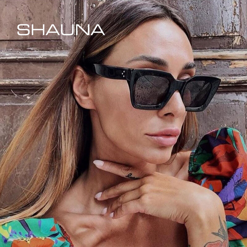 Shauna Klinknagels Mode Vierkante Zonnebril Vrouwen Merk Designer Retro Blauw Paars Eyewear Mannen Gradiënt Zonnebril Tinten UV400