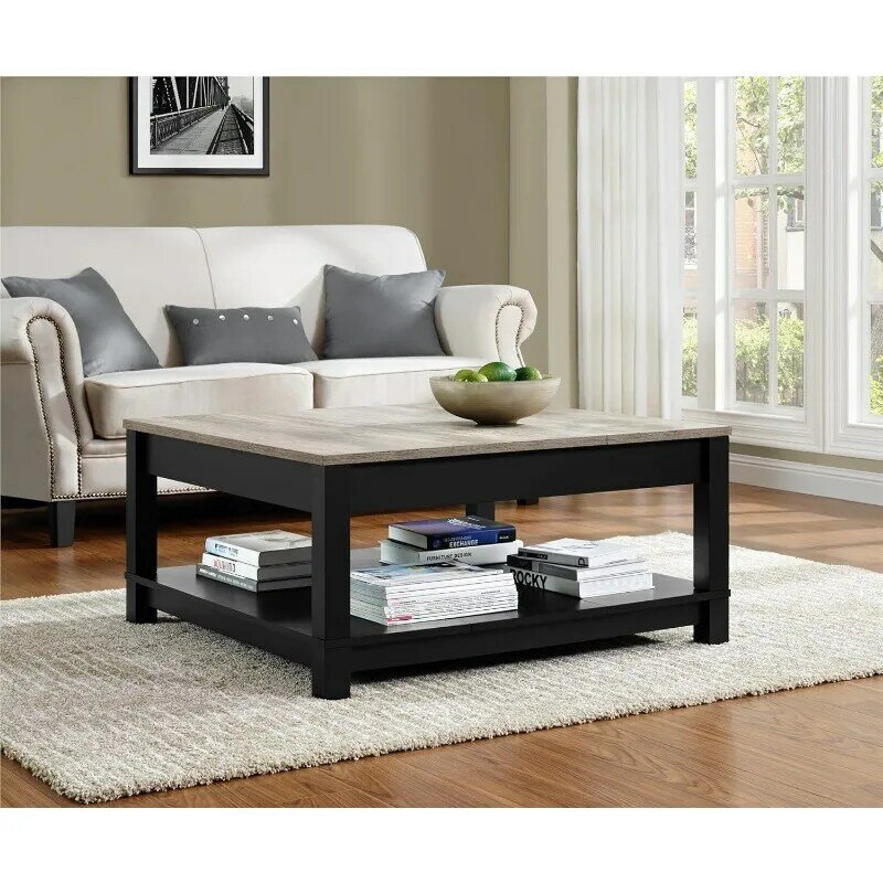 Домашний кофейный столик Ameriwood, черный, 5047196PCOM, 35,4 дюйма D X 35,4 дюйма W X 17 дюймов H, центральный журнальный столик