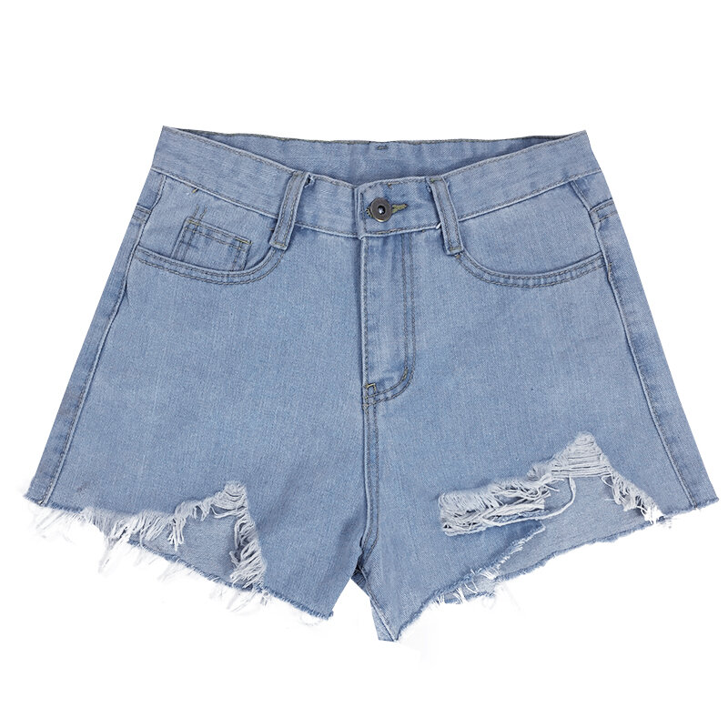 2024 Women's Spring Summer New Fashion High Waist Loose Female Ripped Denim Mini Pants Ladies Casual A-line Shorts Jeans U728