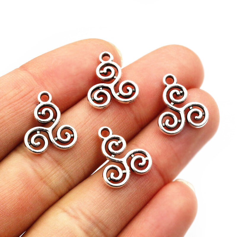 40pcs 16x13mm Antique Silver Plated Alloy Swirl Charms Pendant DIY Jewelry Making Accessories Findings For Necklace Bracelet