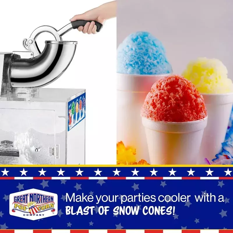 Great Northern Popcorn Polar Blast Snow Cone Machine, Acrílico esmagado Maker, até 500lbs de gelo por hora para eventos de festas