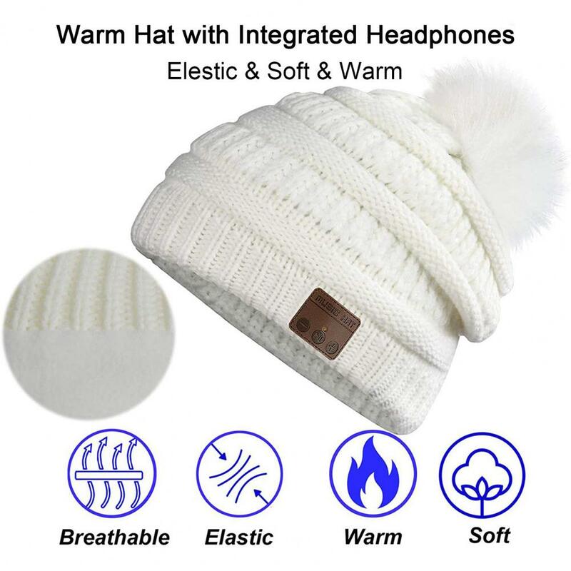 무선 음악 HiFi 사운드 저지연 헤드폰 모자, 자동 페어링, 두껍고 따뜻한 블루투스 호환 5.0 헤드셋 모자