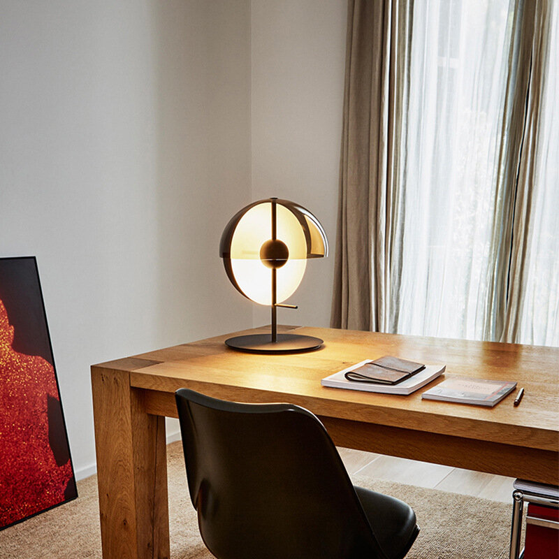 Lampu meja seni Nordic, lampu led samping tempat tidur, lampu malam kreatif bulat untuk ruang tamu rumah