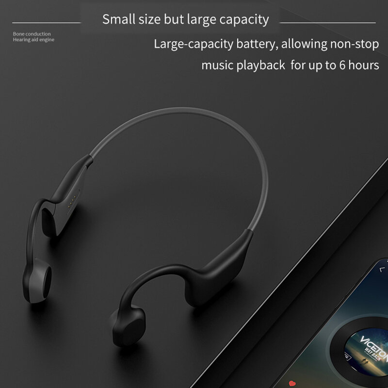 Headphone Tahan Air Konduksi Tulang IPX7 Bluetooth 5.0 Earphone Olahraga Nirkabel 32GB/MP3 Headset Pemutar Musik untuk Berlari