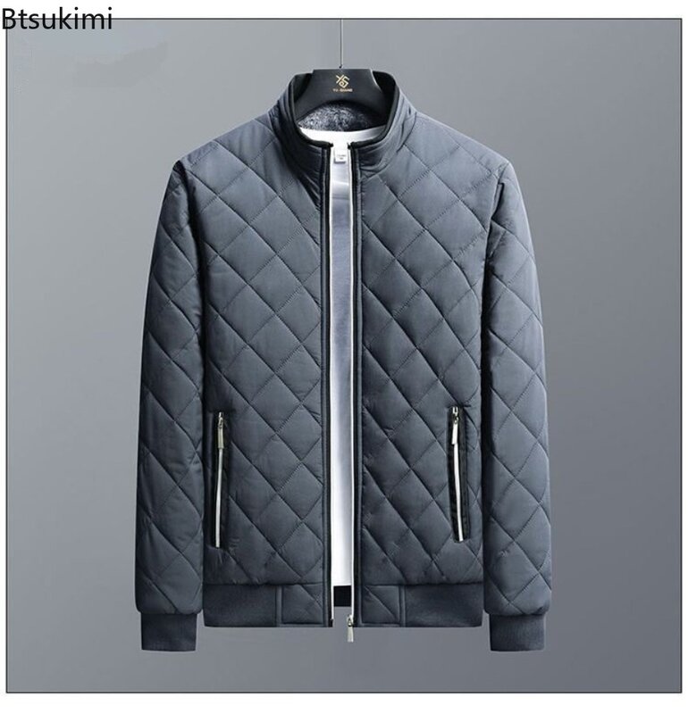 2024 New Men's Thick Warm Bomber Jacket Parkas Autumn Winter Fleece Lined Casual Jacket Men Fashion Slim Cotton-padded Coats 5XL