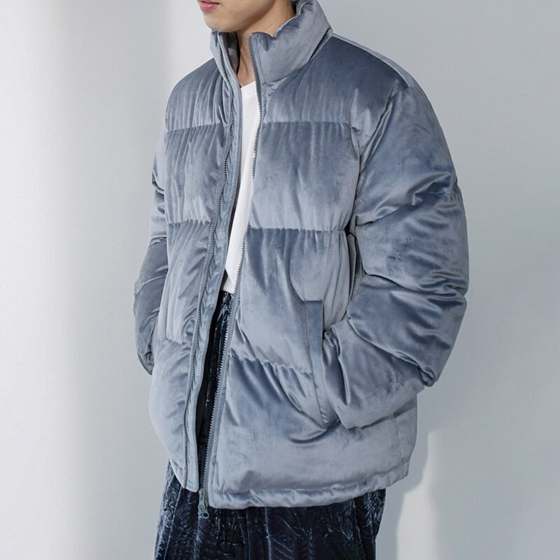 男性用コットンコート,冬用韓国版,高品質の感のある厚手のブレッドコートカラー,パッド入りジャケット