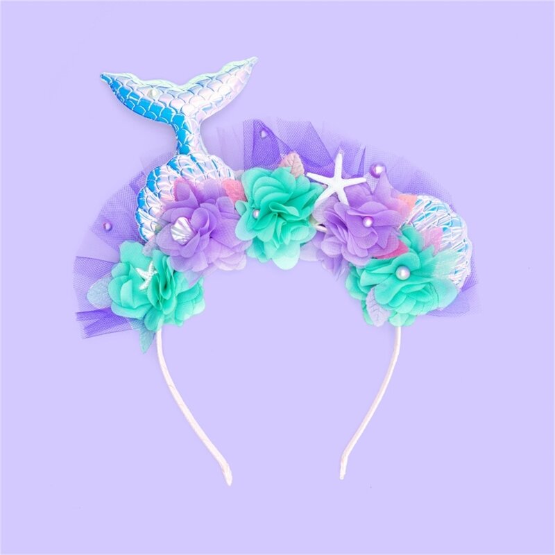 Girl Mermaids Headband and Magic Stick Set Household Party Supplies for Teenage Girl Adults Female Costume Supplies