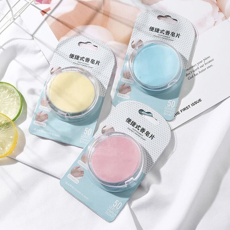 50 PCS Portable Disposable Paper Soap Travel Soap Paper Sheets  Mini Scented Slice Sheets For Outdoor Washing